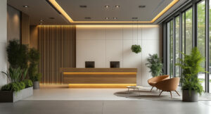 Minimalist medical workspace with stethoscope, tablet, and notebook arranged on a sleek desk, bright natural light, conveying concierge, personalized care.